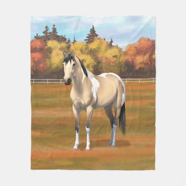 Couverture Polaire Staillion Cheval Pinto Dun Paint Buckskin (Devant)