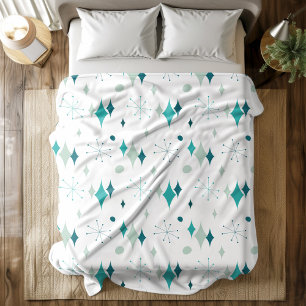 Couverture Polaire Starburst Mid Century Motif moderne Turquoise Aqua