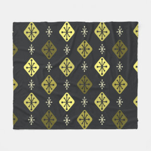 Couverture Polaire Starburts du milieu du siècle Diamants Noir Jaune