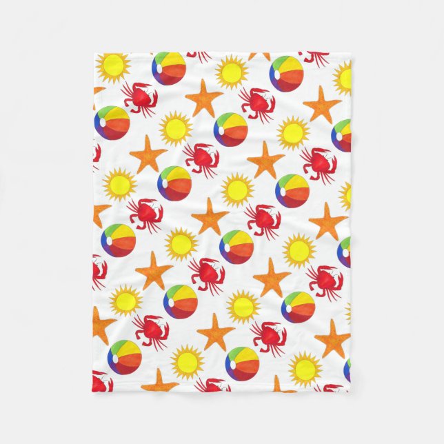 Couverture Polaire Starfish Crab Beachball Summer Sunshine Beach (Devant)