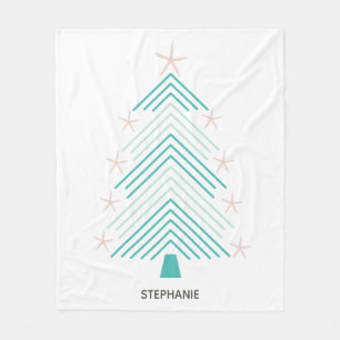 Couverture Polaire Starfish Folk Art Tropical Christmas Tree