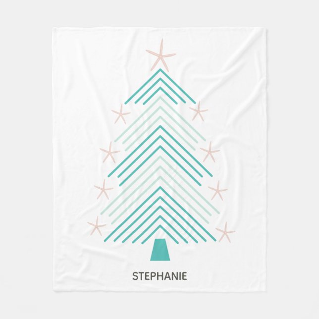 Couverture Polaire Starfish Folk Art Tropical Christmas Tree (Devant)