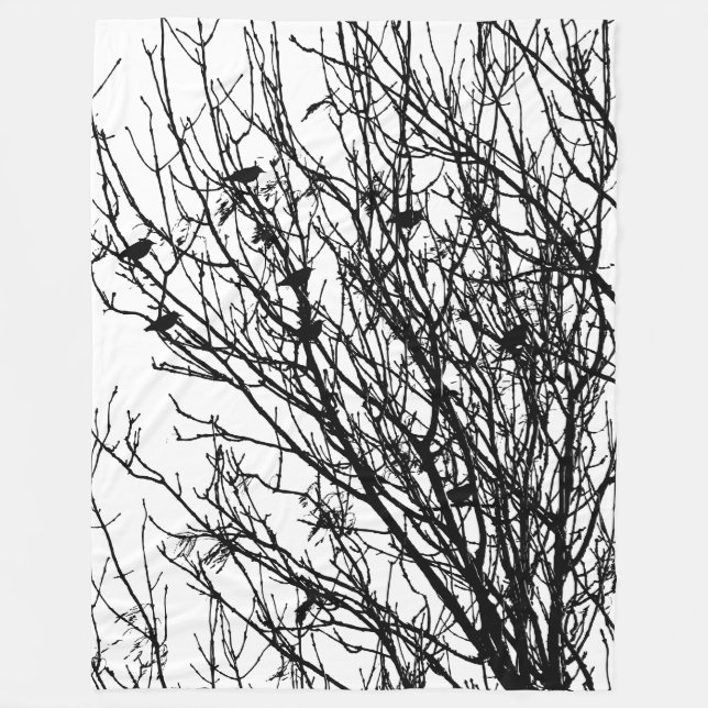 Couverture Polaire Starlings dans un arbre - Contraste élevé (Devant)
