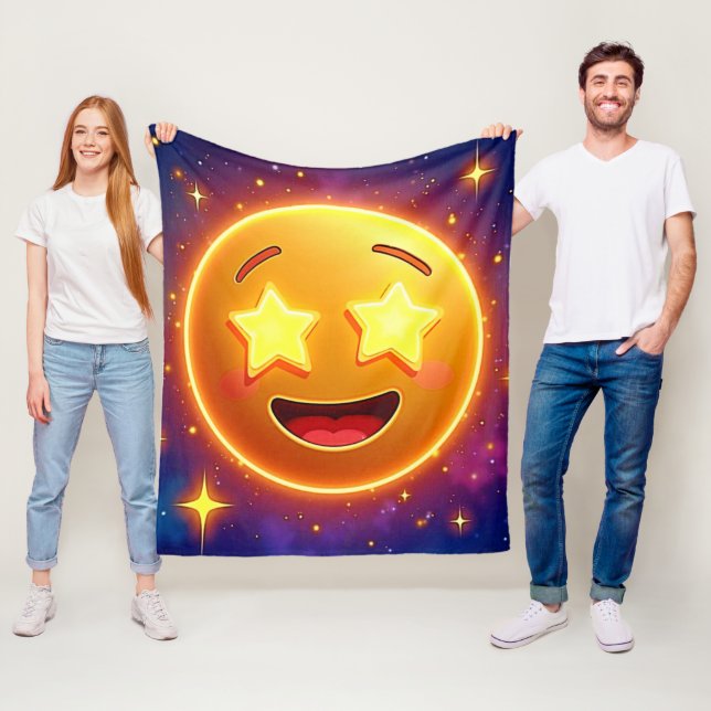 Couverture Polaire Starry Eyed Emoji Joy (En situation)