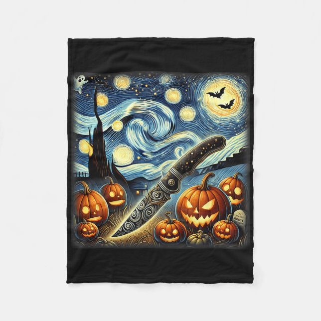 Couverture Polaire Starry Night Knife Chef Halloween (Devant)