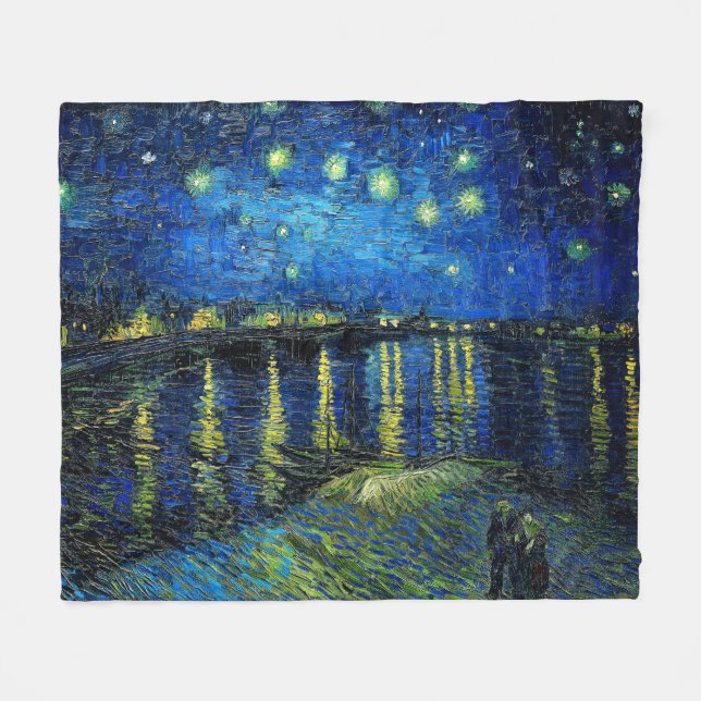 Couverture Polaire Starry Night Over the Rhone par Vincent Van Gogh (Devant (Horizontal))