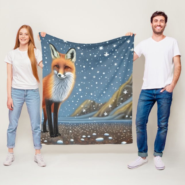 Couverture Polaire Starry Starry Night Storybook Fox (En situation)