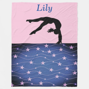 Couverture Polaire Stars de gymnastique rose et bleu Personnalisé