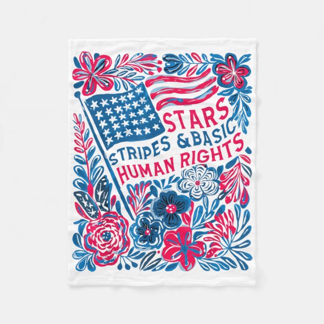 Couverture Polaire Stars Stripes Human Rights 4th Of July Floral Amer (Devant)