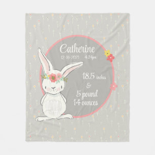 Couverture Polaire Statistiques de naissance avec petit lapin