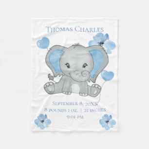 Couverture Polaire Statistiques de naissance personnalisées Bébé Élép