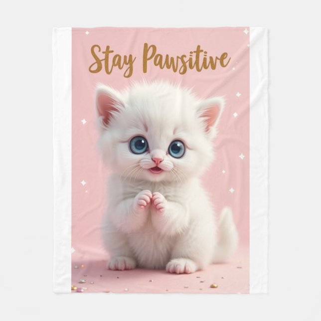 Couverture Polaire Stay Pawsitive – Diseño adorable de gatito motivad (Devant)