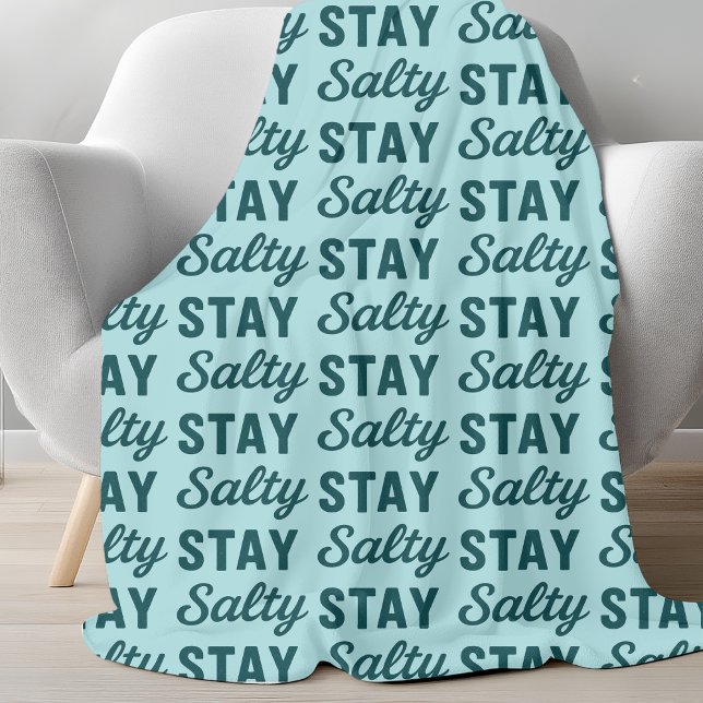 Couverture Polaire Stay Salty Teal Sea Glass Blue Beach Decor Graphic (Créateur téléchargé)