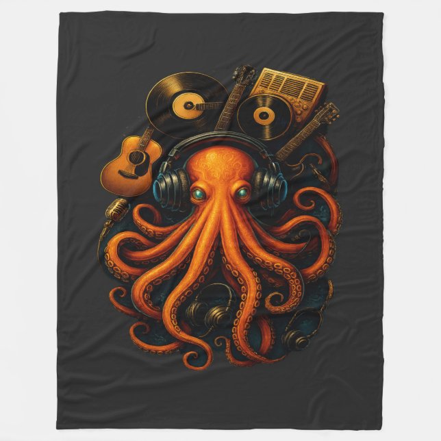 Couverture Polaire Steampunk Octopus Throw Blanket - Music Imaginaire (Devant)
