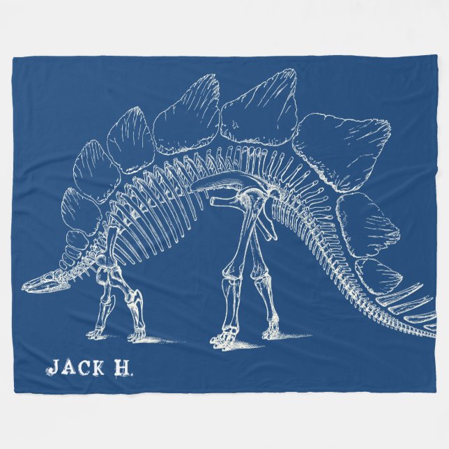 Couverture Polaire Stegosaurus aux os de dinosaure faits sur commande (Devant (Horizontal))