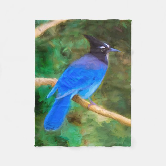 Couverture Polaire Steller's Jay Painting - Art original pour oiseaux (Devant)