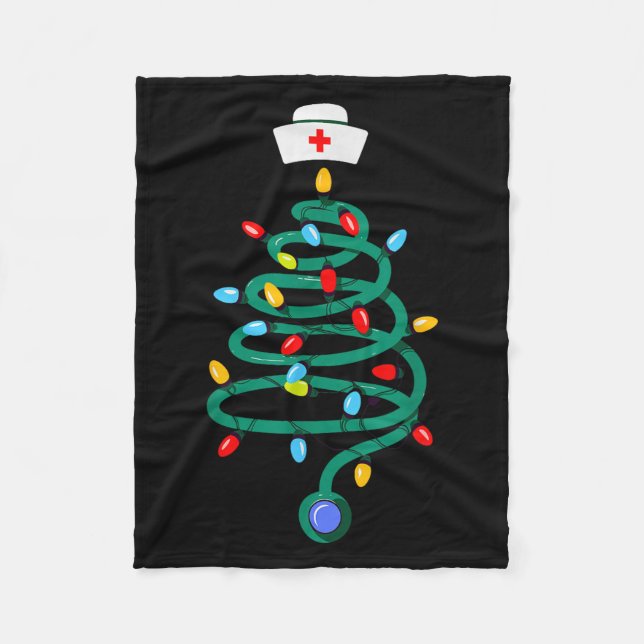 Couverture Polaire Stethoscope Arbre de Noël Docteur Infirmière (Devant)