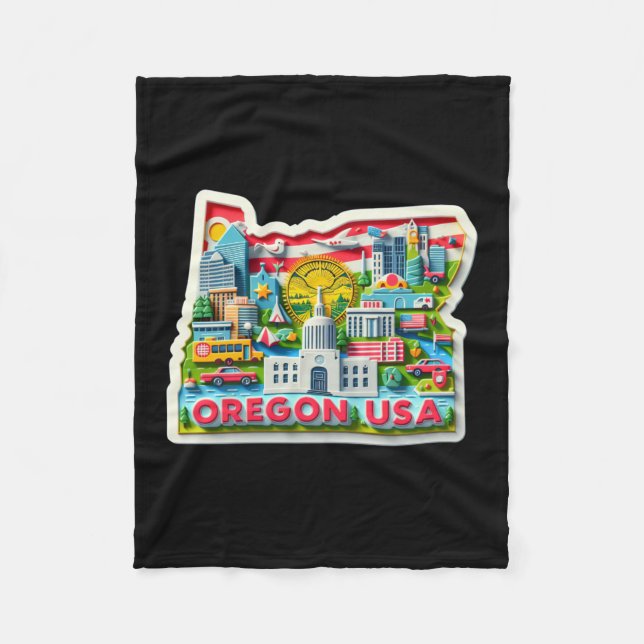 Couverture Polaire Sticker De L'État De L'Oregon Aux États-Unis (Devant)