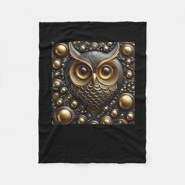 Couverture Polaire Sticker pour hibou noir 3d (Devant)