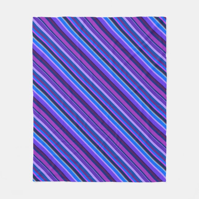 Couverture Polaire stripes en bleu et purple (Devant)