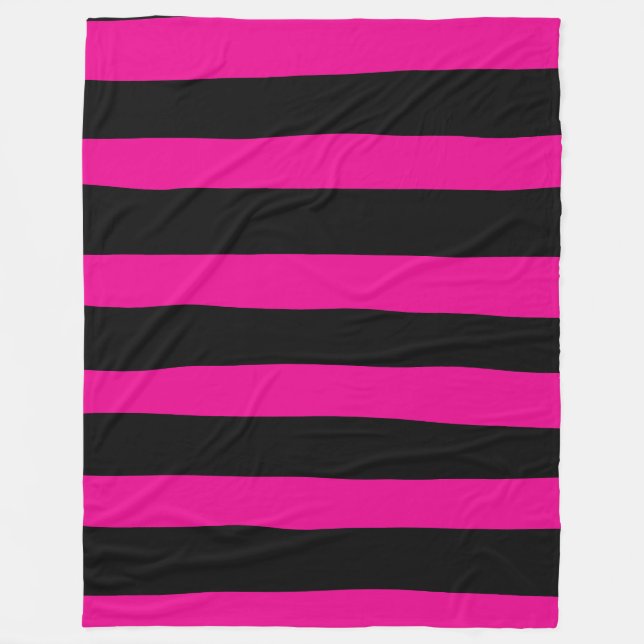 Couverture Polaire Stripes inégales - Magenta et noir (Devant)