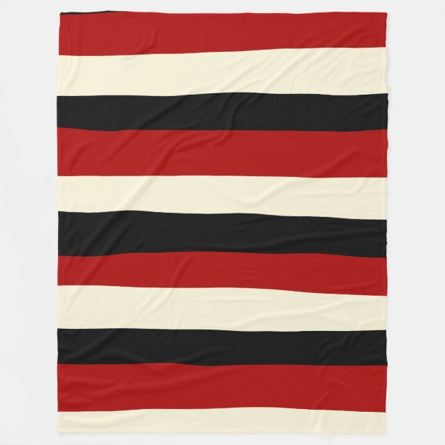 Couverture Polaire Stripes inégales - Rouge et Crème (Devant)