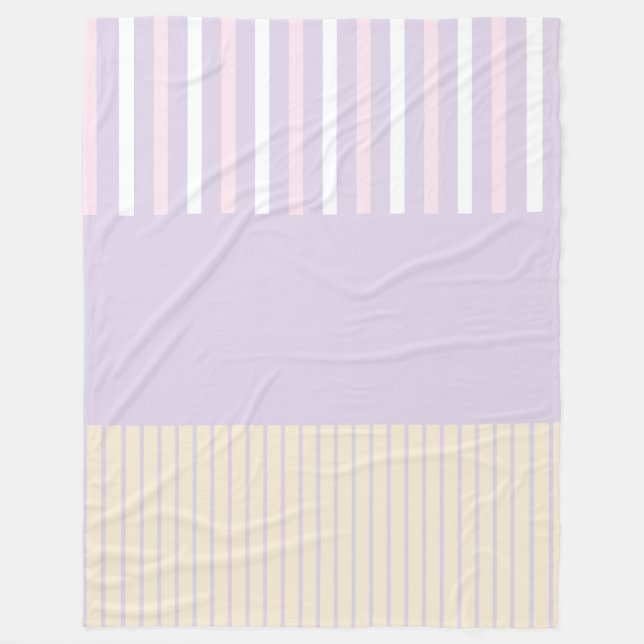 Couverture Polaire Stripes Pop Couleur - Rose Pastel, Jaune & Violet (Devant)