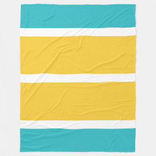 Couverture Polaire Stripes simples - Turquoise et jaune