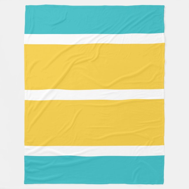 Couverture Polaire Stripes simples - Turquoise et jaune (Devant)