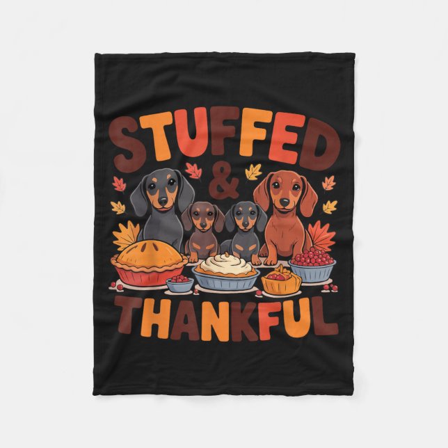 Couverture Polaire Stuffed And Thankful Dachshund Funny Thanksgiving  (Devant)