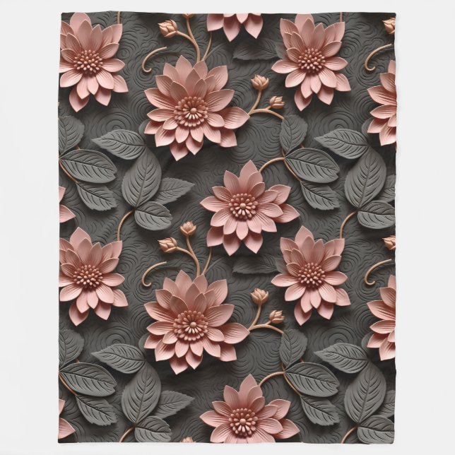 Couverture Polaire Style 3D élégant Embossé Pastel Floral Relief (Devant)
