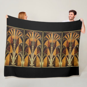 Couverture Polaire Style Art Déco Gold Noir
