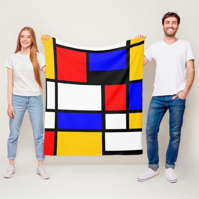 Couverture Polaire Style Art Mondrian (En situation)