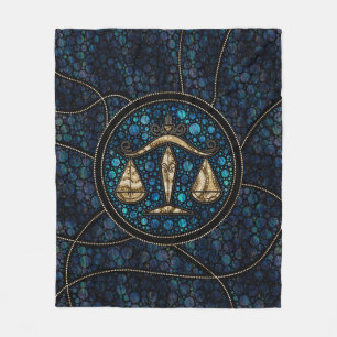 Couverture Polaire Style Art Zodiac Dot de Libra Gold Abalone