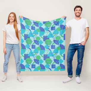 Couverture Polaire Style Bauhaus vert et bleu