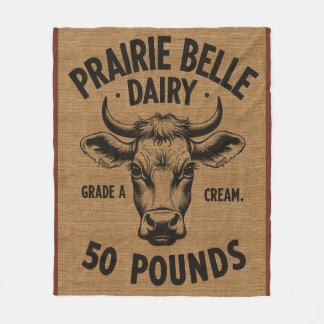 Couverture Polaire Style Burlap Vache Agricole