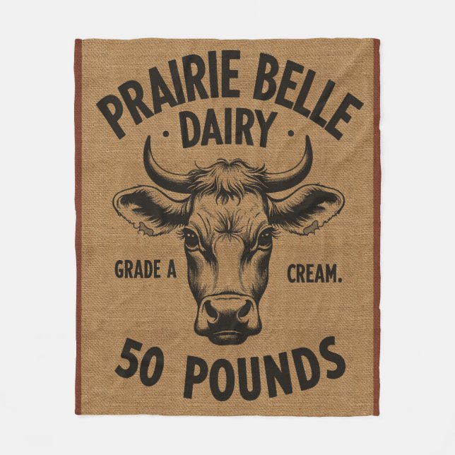 Couverture Polaire Style Burlap Vache Agricole (Devant)