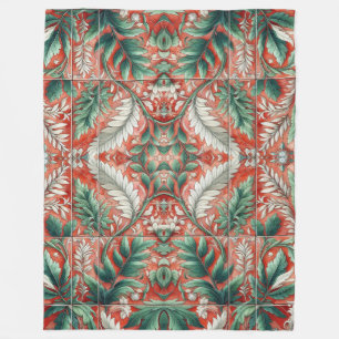Couverture Polaire Style Carrelage Rouge Conception de feuillage