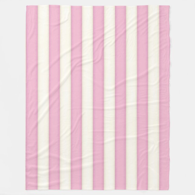 Couverture Polaire Style chalet rosé et blanc rayures victoriennes (Devant)