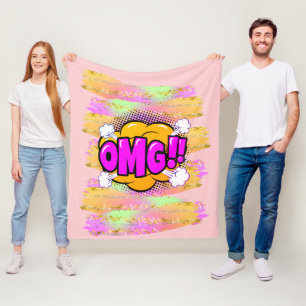 Couverture Polaire Style comique Pop Retro Jaune violet OMG Rainbow F