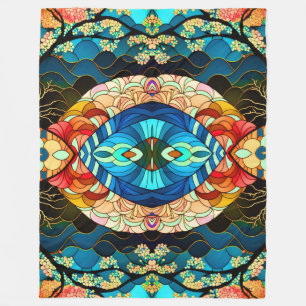 COUVERTURE POLAIRE STYLE D'ART JAPONAIS FORET SYMETRIQUE