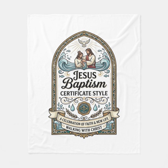 Couverture Polaire Style de certificat de baptême de Jésus Certificat (Devant)