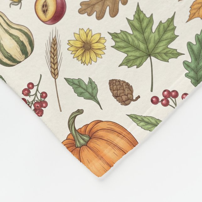 Couverture Polaire Style de gravure dessinée à la main de légumes d'a (Coin)