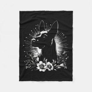 Couverture Polaire Style de tatouage Amoureux des chiens malinois rét