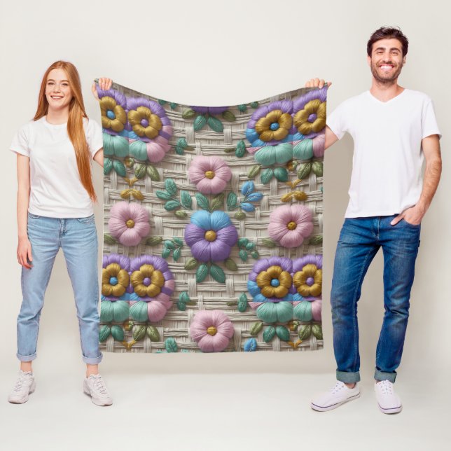 Couverture Polaire Style Floral Brodé | Doux et Confortable (En situation)