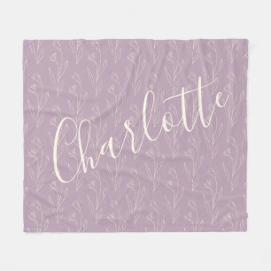 Couverture Polaire Style Floral Line Art Personnalisé Dusty Lilac