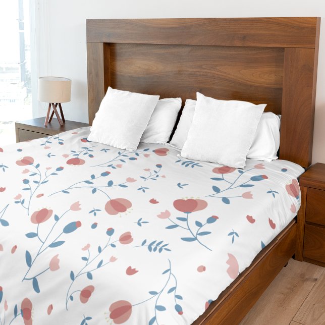 Couverture Polaire Style Floral Rose Feminine Cute Style Dessiné À La (Pink Floral Feminine Style Cute Hand-Drawn Style Fleece Blanket)