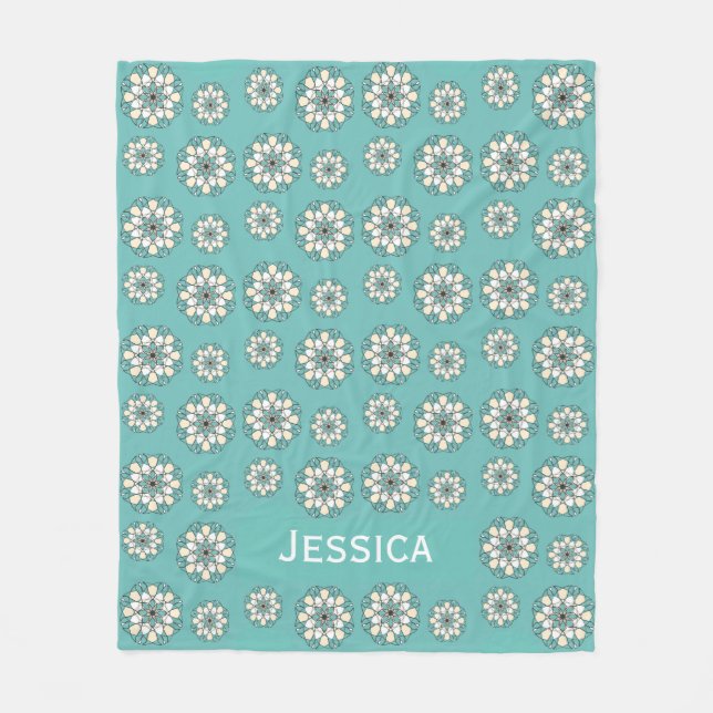 Couverture Polaire Style géométrique Turquoise Floral Mandala personn (Devant)