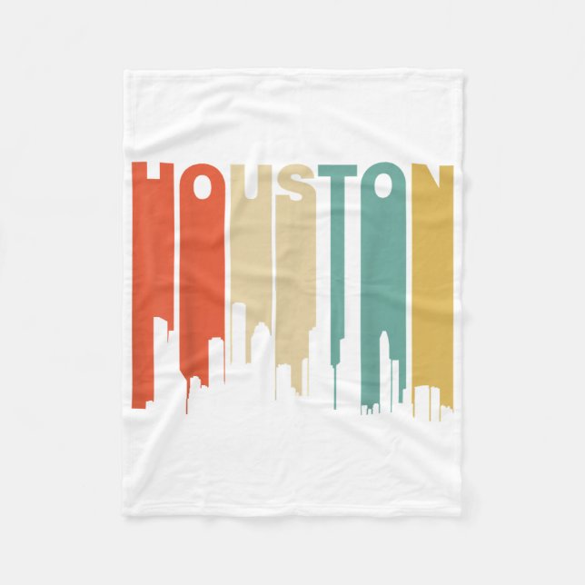 Couverture Polaire Style Houston Texas Skyline des années 1970 (Devant)