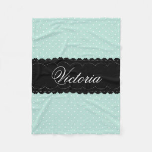 Couverture Polaire Style Mint Bleu Noir Design Nom personnalisé